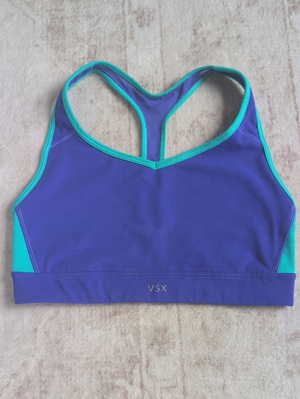 VSX Teal-Trim Purple/BLUE Racerback Sports Bra